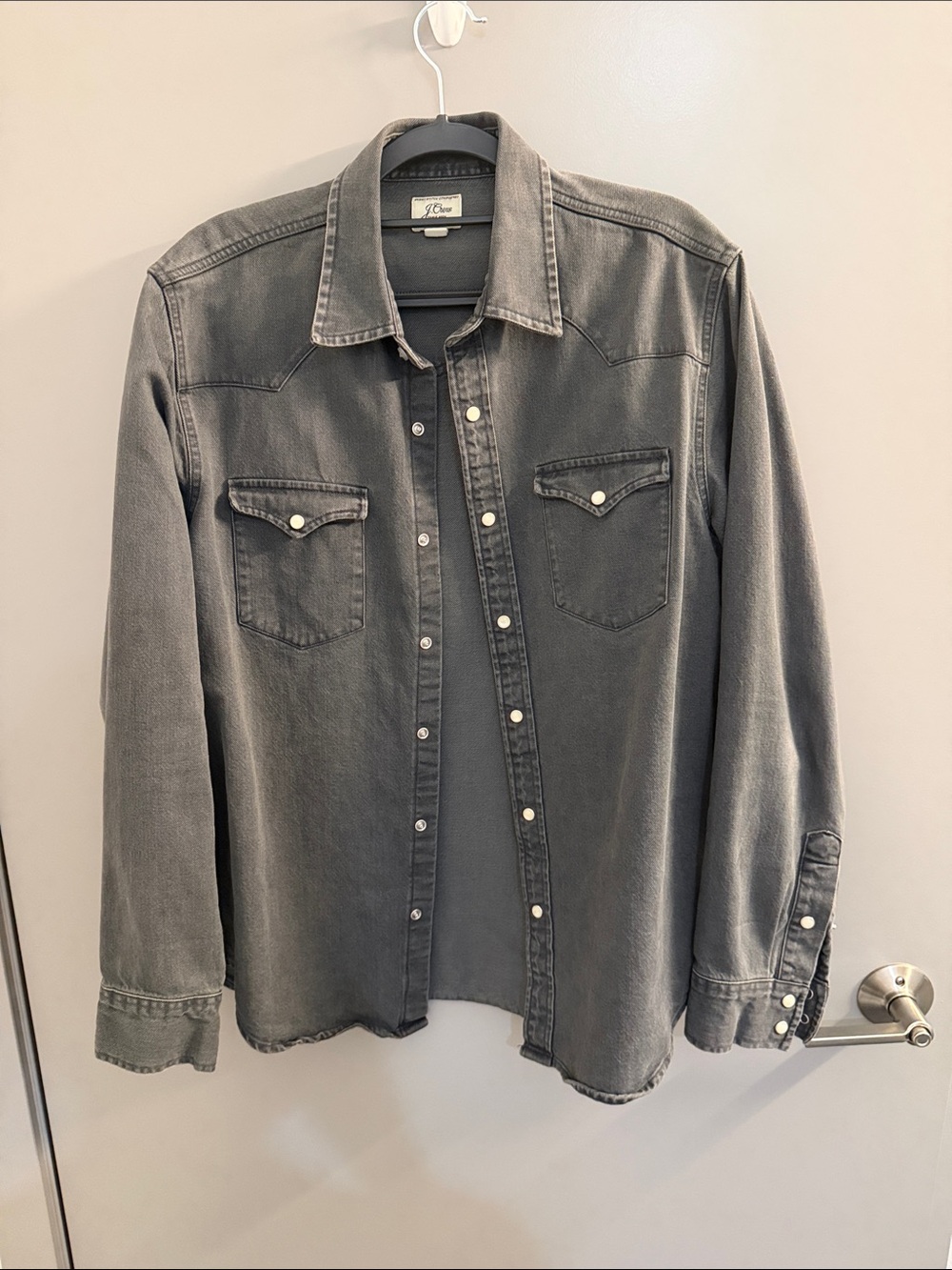 J. Crew Men's Washed Charcoal Denim Western Shirt